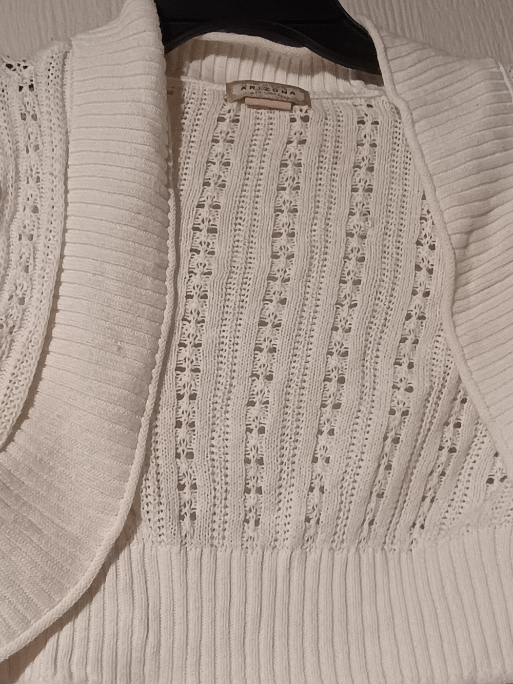 Arizona Love White Open-Knit Draped Cardigan